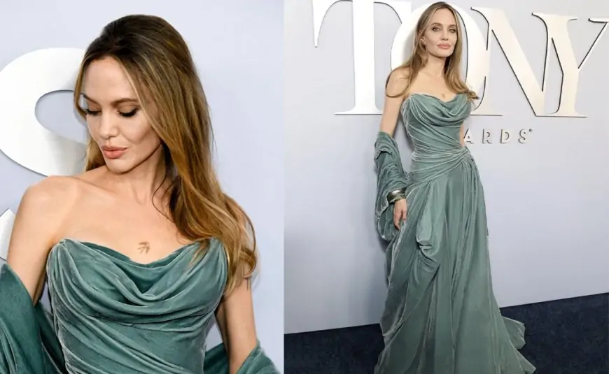 Angelina Jolie Reveals Off Her New Bird Tattoo on Her Chest on the Tony Awards 2024