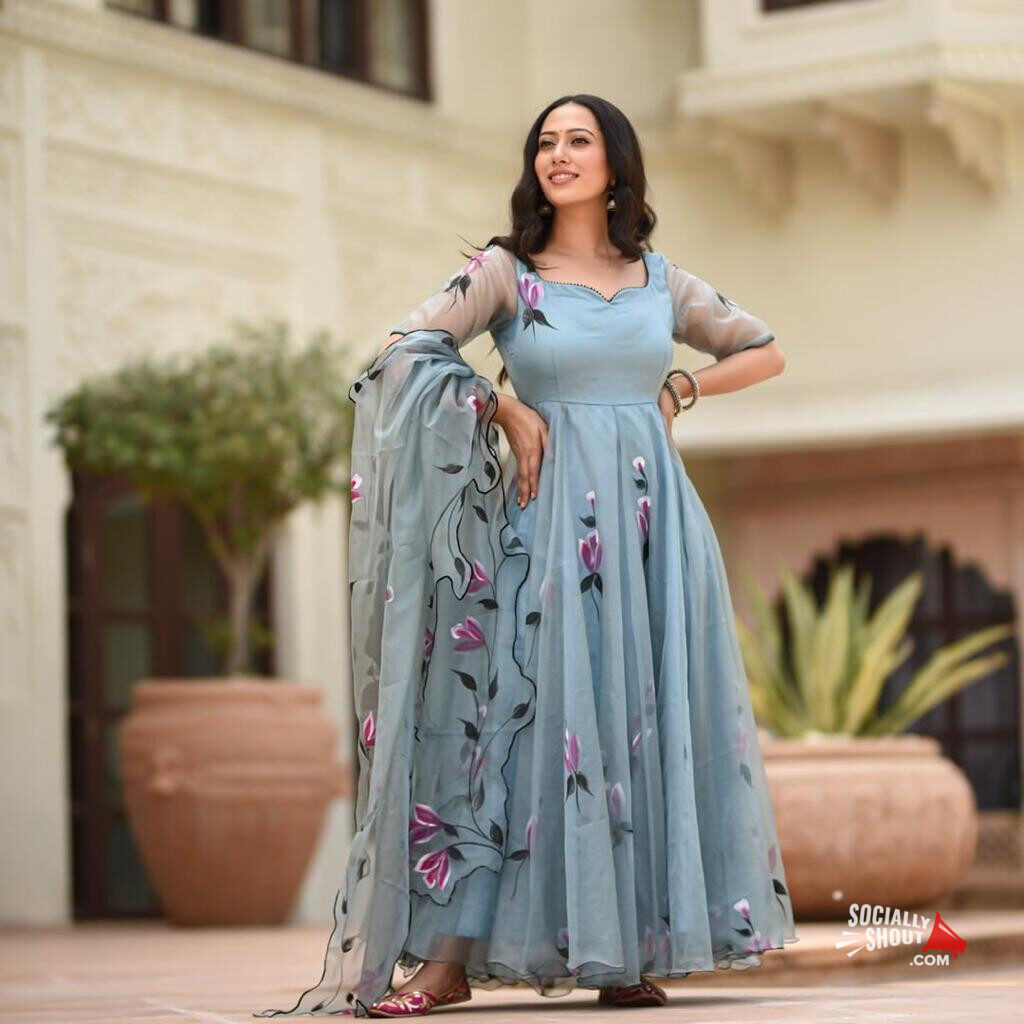 Florally Girl's Anarkali Long Gown With Dupatta